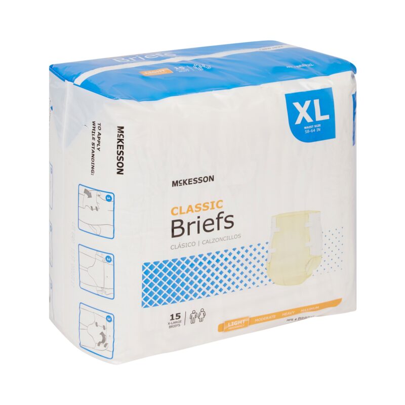 Unisex Adult Incontinence Brief McKesson Classic X-Large Disposable Light Absorbency (60 Counts) - Image 2