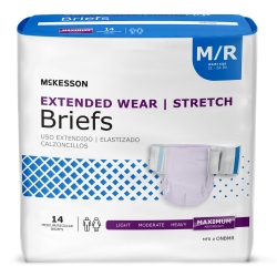 Unisex Adult Incontinence Brief McKesson Extended Wear Medium Disposable Heavy Absorbency (56 Count)