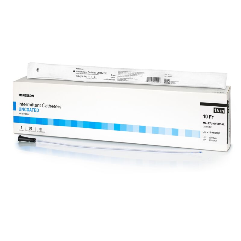 Urethral Catheter McKesson Coude Tip Uncoated PVC 10 Fr. 16 Inch