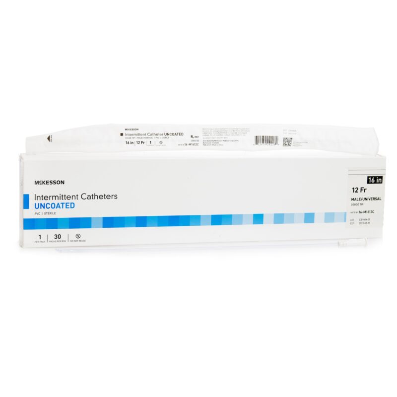 Urethral Catheter McKesson Coude Tip Uncoated PVC 12 Fr. 16 Inch