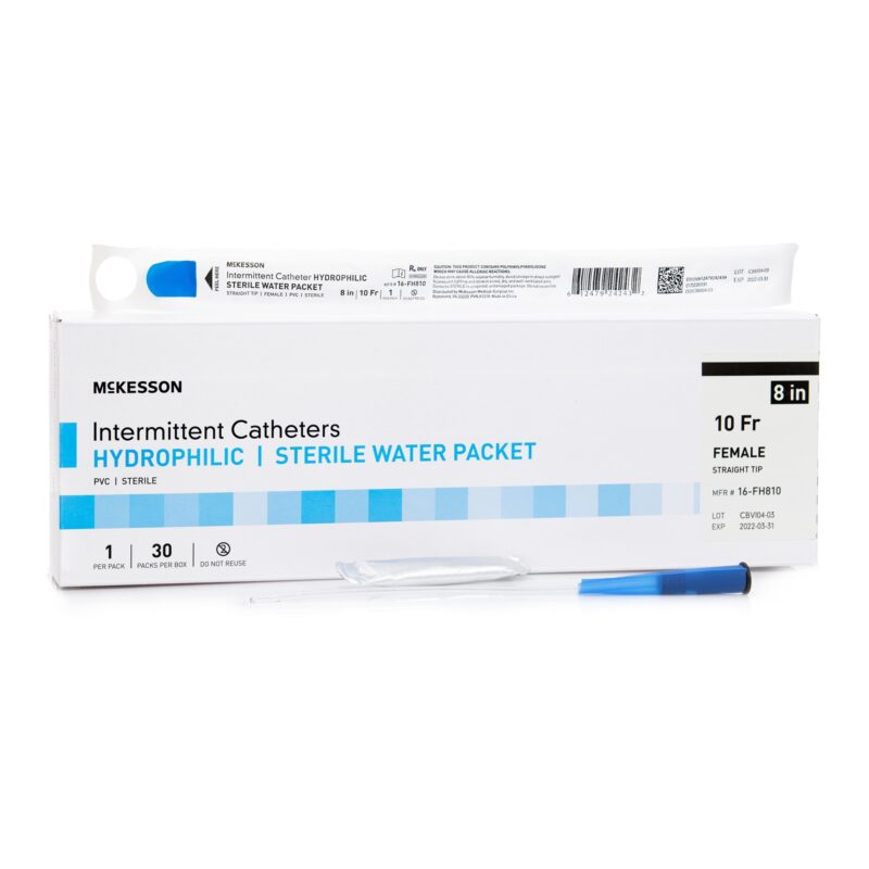 Urethral Catheter McKesson Straight Tip Hydrophilic Coated PVC 10 Fr. 8 Inch (300 Counts)