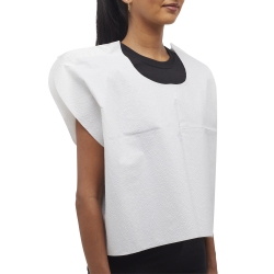 Exam Cape McKesson White One Size Fits Most Front / Back Opening Without Closure Unisex Disposable