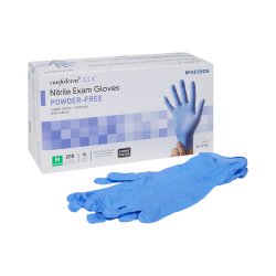 Exam Glove McKesson Confiderm® 3.5C Medium NonSterile Nitrile Standard Cuff Length Textured Fingertips Blue Chemo Tested (BX/200)