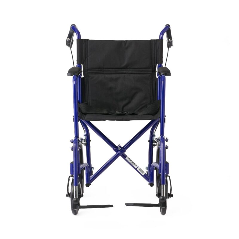 Medline Basic Aluminum Transport Chair with 12" Wheels - Image 2